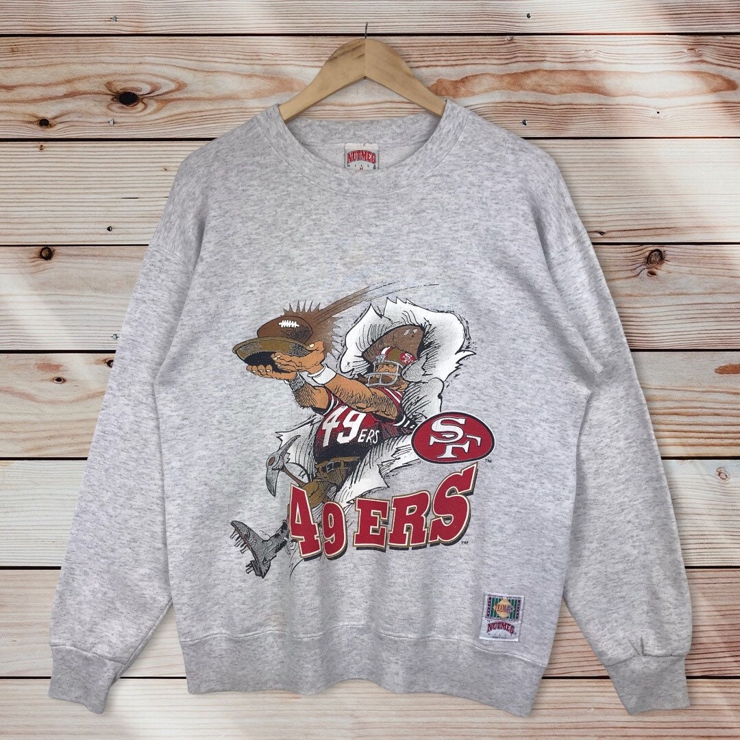 Vintage Style 90’S Nutmeg Nfl San Francisco 49Ers Crewneck Sweatshirt Mirror, Nfl 49Ers Sweater Pullover