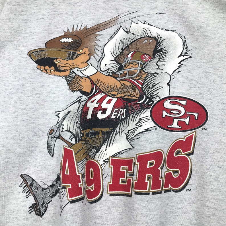 Vintage Style 90’S Nutmeg Nfl San Francisco 49Ers Crewneck Sweatshirt Mirror, Nfl 49Ers Sweater Pullover - Image 2