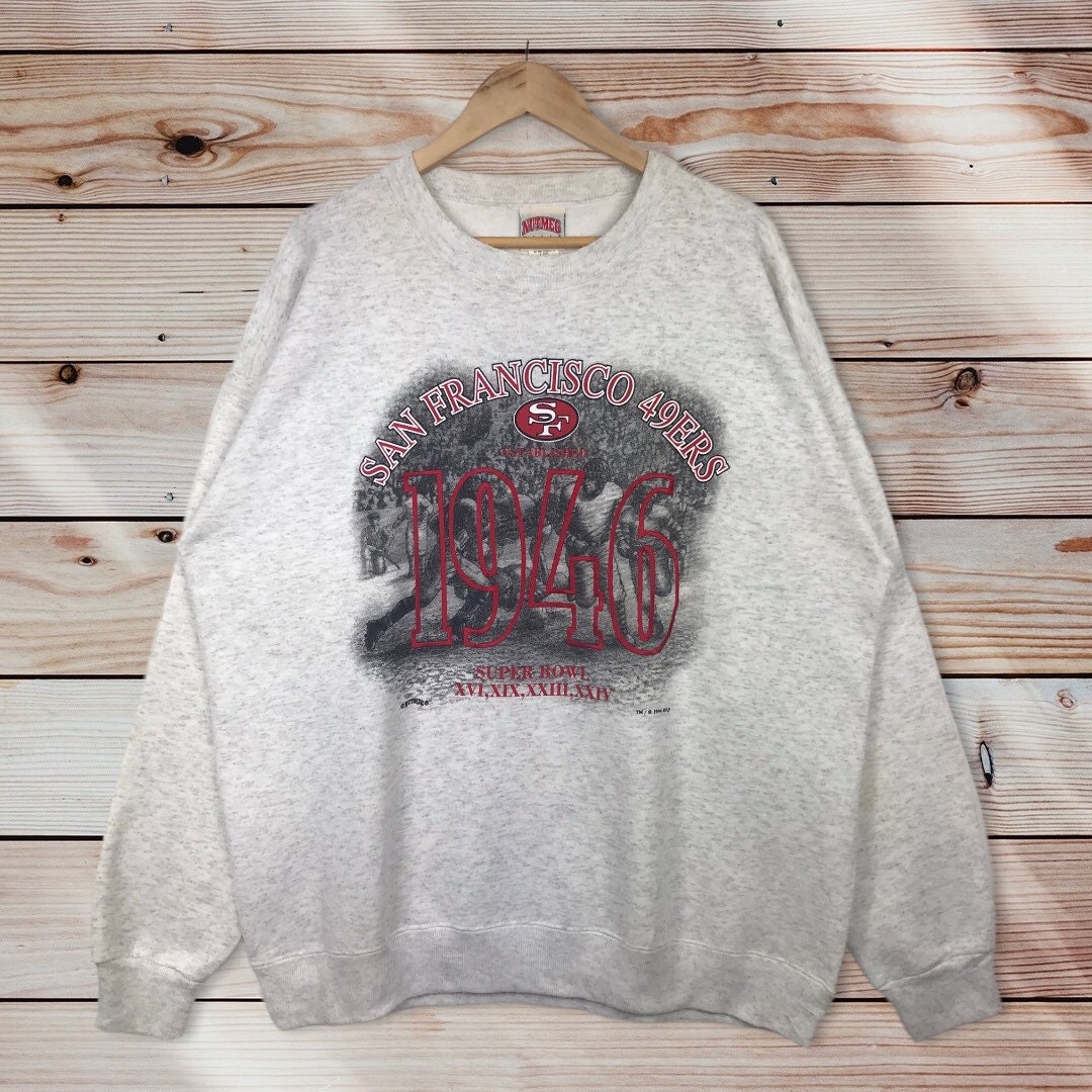 Vintage Style 90’S Nutmeg Nfl San Francisco 49Ers Crewneck Sweatshirt, Nfl 49Ers San Francisco Sweater Pullover, Hoodie