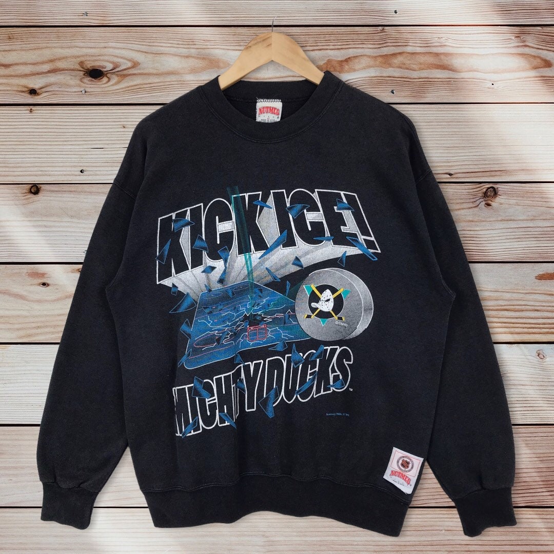 Vintage Style 90’S Nutmeg Nhl Mighty Ducks Crewneck Sweatshirtsweater Pullover