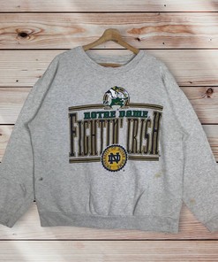 Vintage Style 90S Nutmeg Notre Dame University Crewneck Sweatshirt Sweater Pullover