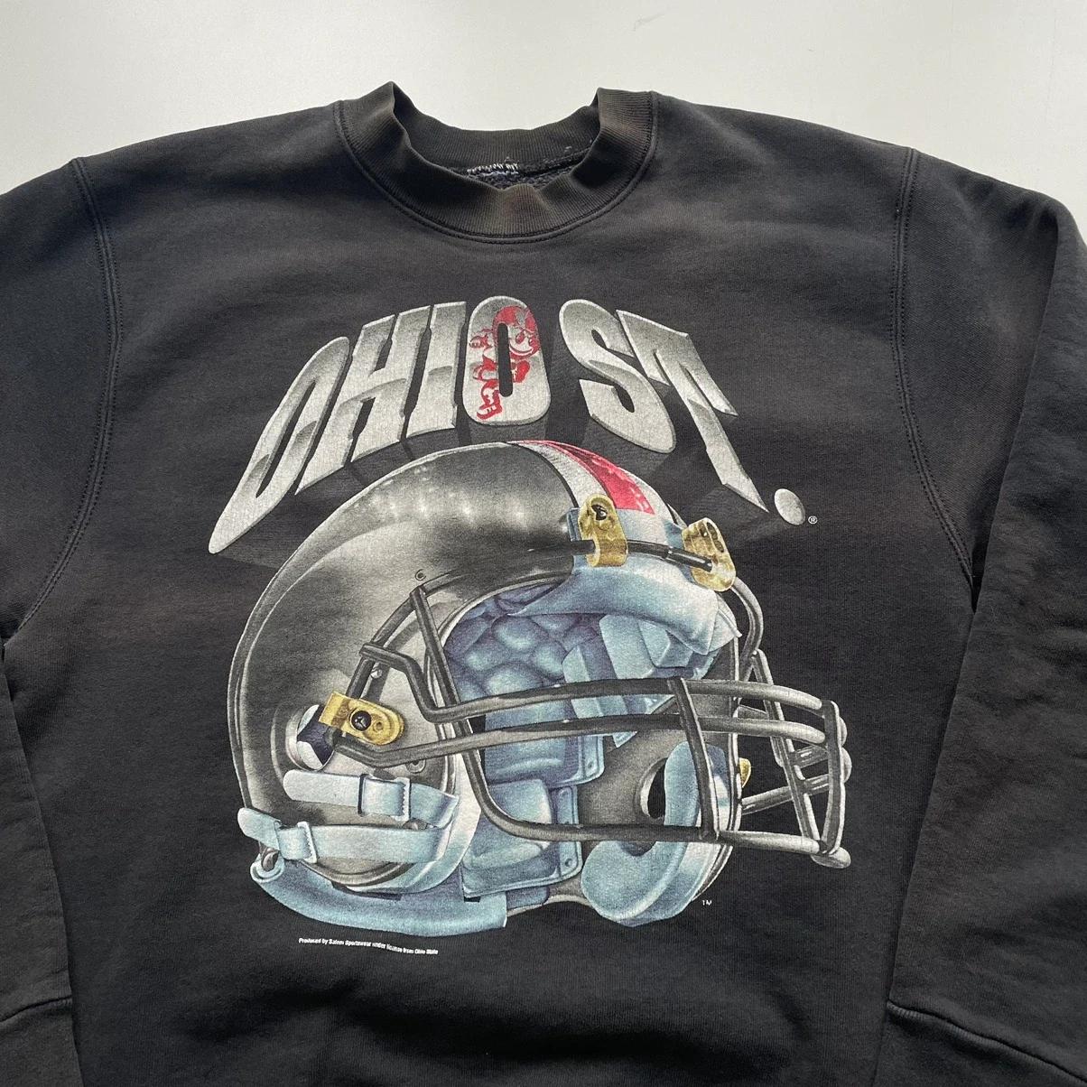 Vintage Style 90S Ohio State Buckeyes Football Graphic University American Sweatshirt Gifts For Ncaa
