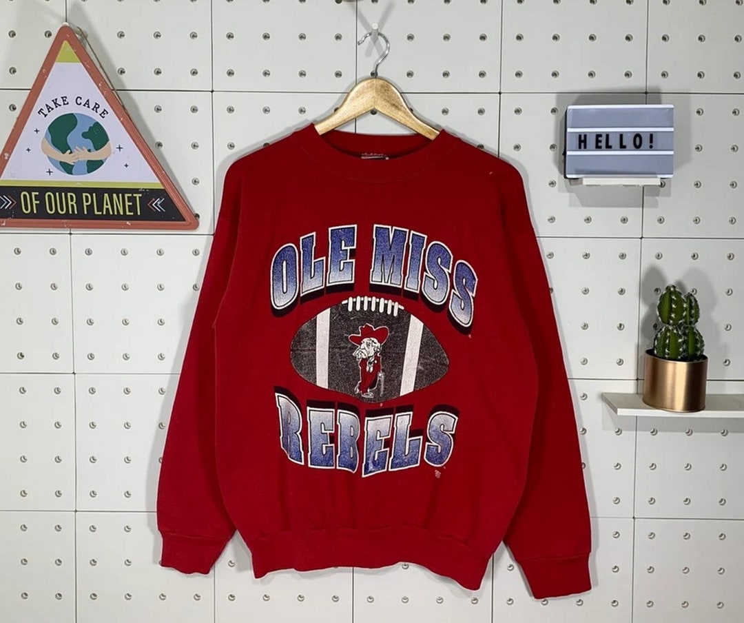 Vintage Style 90S Ole Miss Rebels Sweatshirt Ole Miss Rebels Crewneck, University Mississippi Sweater And Hoodie Shirt