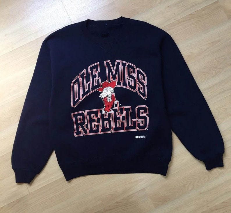 Vintage Style 90S Ole Miss Rebels University Crewneck Sweatshirt, University Of Mississippi Shirt - Image 2
