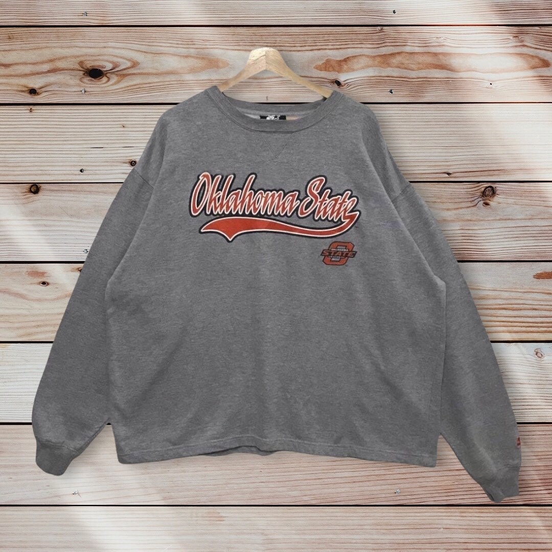 Vintage Style 90’S Starter Oklahoma State University Printed Spell Out Crew Neck Sweatshirt, Hoodie