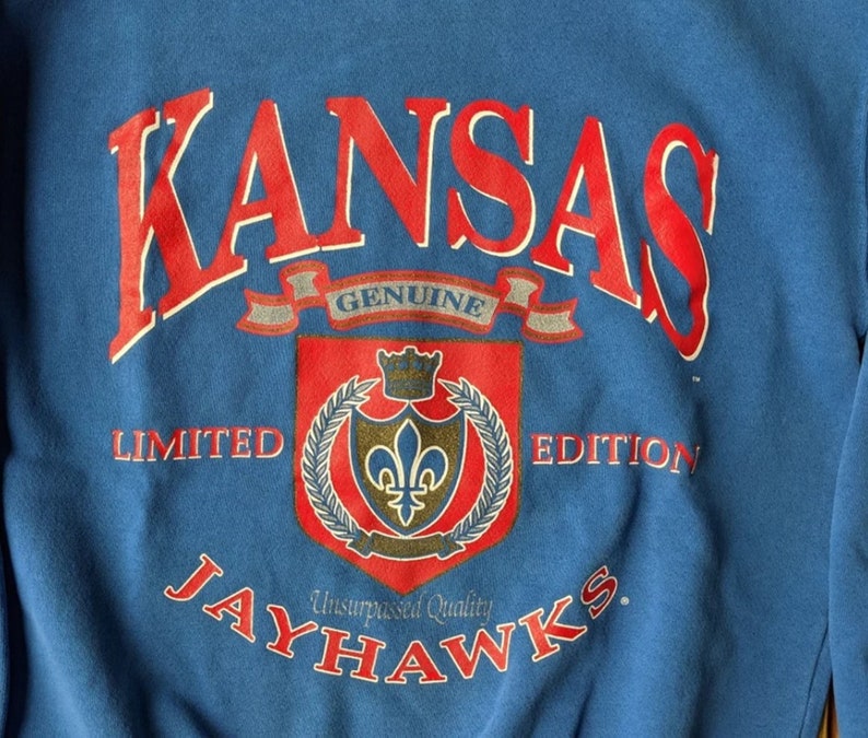 Vintage Style 90S University Of Kansas Jayhawks Sweatshirt, Kansas Jayhawks Shirt - Image 2