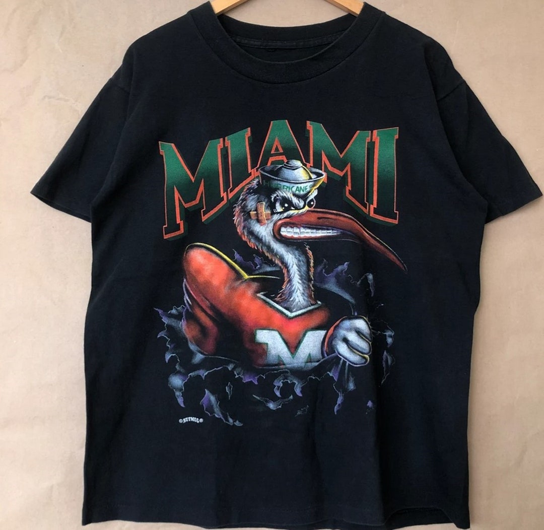 Vintage Style 90S University Of Miami Hurricanes T-Shirt, Ncaa Miami Hurricanes T-Shirt, Miami Hurricanes Shirt