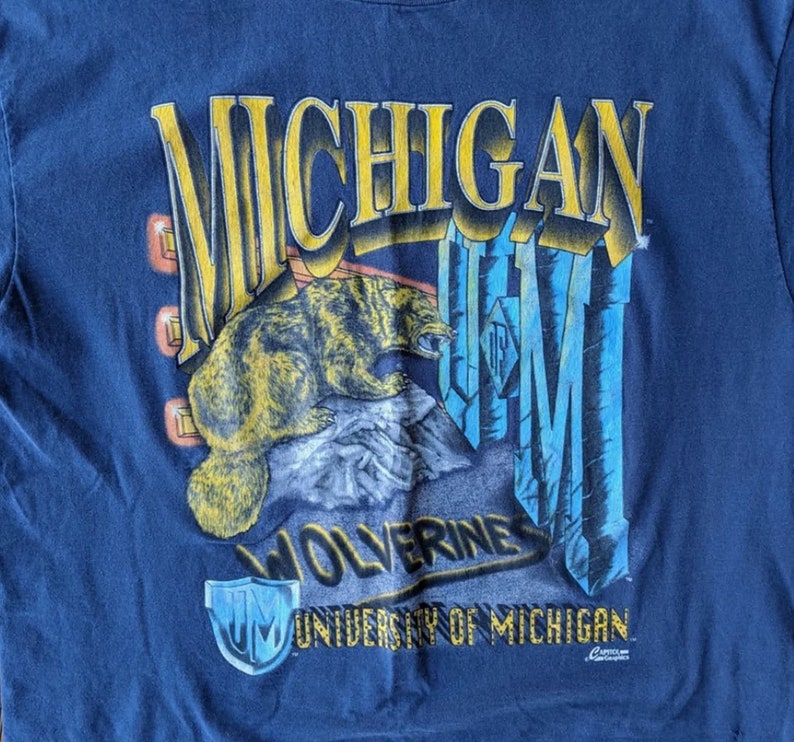 Vintage Style 90S University Of Michigan Wolverines Football T-Shirt Michigan Wolverines Shirt Gift For Her/Him - Image 2