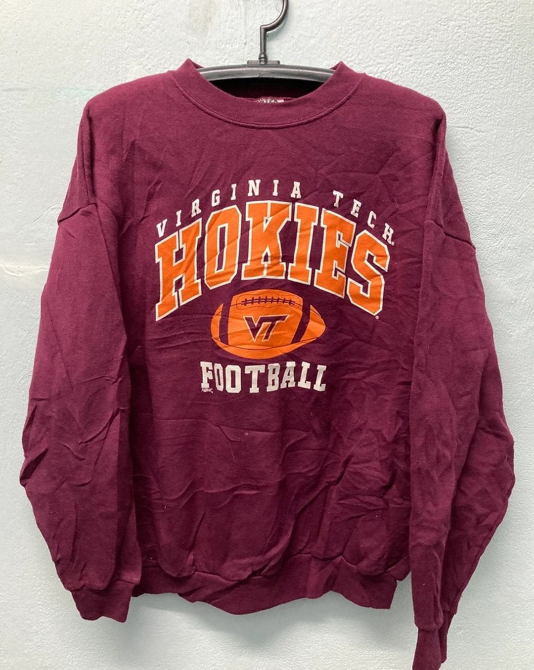 Vintage Style 90S University Of Virginia Tech Hokies Sweatshirt Classic Virginia Tech Sweater