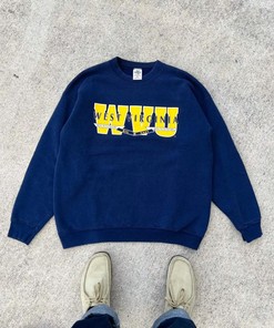 Vintage Style 90S West Virginia Mountaineers College Football University American Sweatshirt Gifts For Ncaa