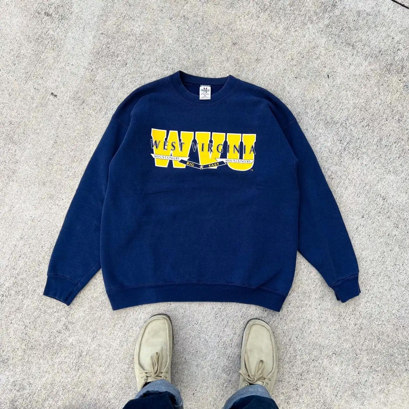 Vintage Style 90S West Virginia Mountaineers College Football University American Sweatshirt Gifts For Ncaa