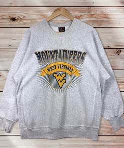 Vintage Style 90’S West Virginia Mountaineers Crewneck Sweatshirt, West Virginia University Sweater