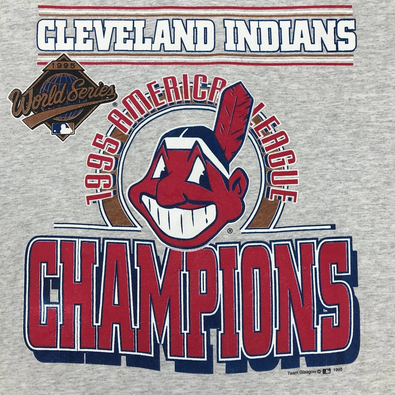 Vintage Style 90’S World Series Mlb Cleveland Indians T-Shirt Printed Logo, American League Champions - Image 2