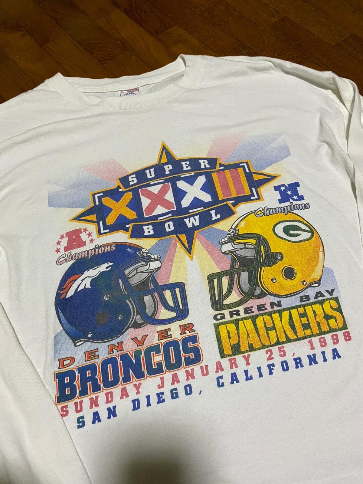 Vintage Style ‘98 Denver Broncos Vs Green Bay Packers Super Bowl Sweatshirt T-shirt Ideal Gift for NFL Fans - Image 2