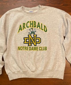 Vintage Style Archbald Notre Dame Big Image T-Shirt Sweatshirt Hoodie American Football Gifts Lover