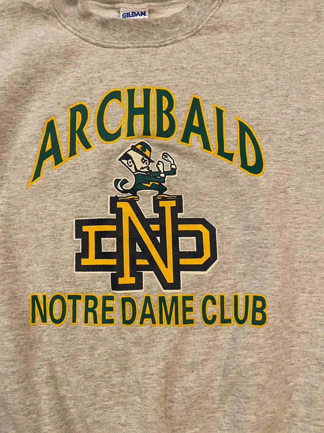 Vintage Style Archbald Notre Dame Big Image T-Shirt Sweatshirt Hoodie American Football Gifts Lover - Image 2