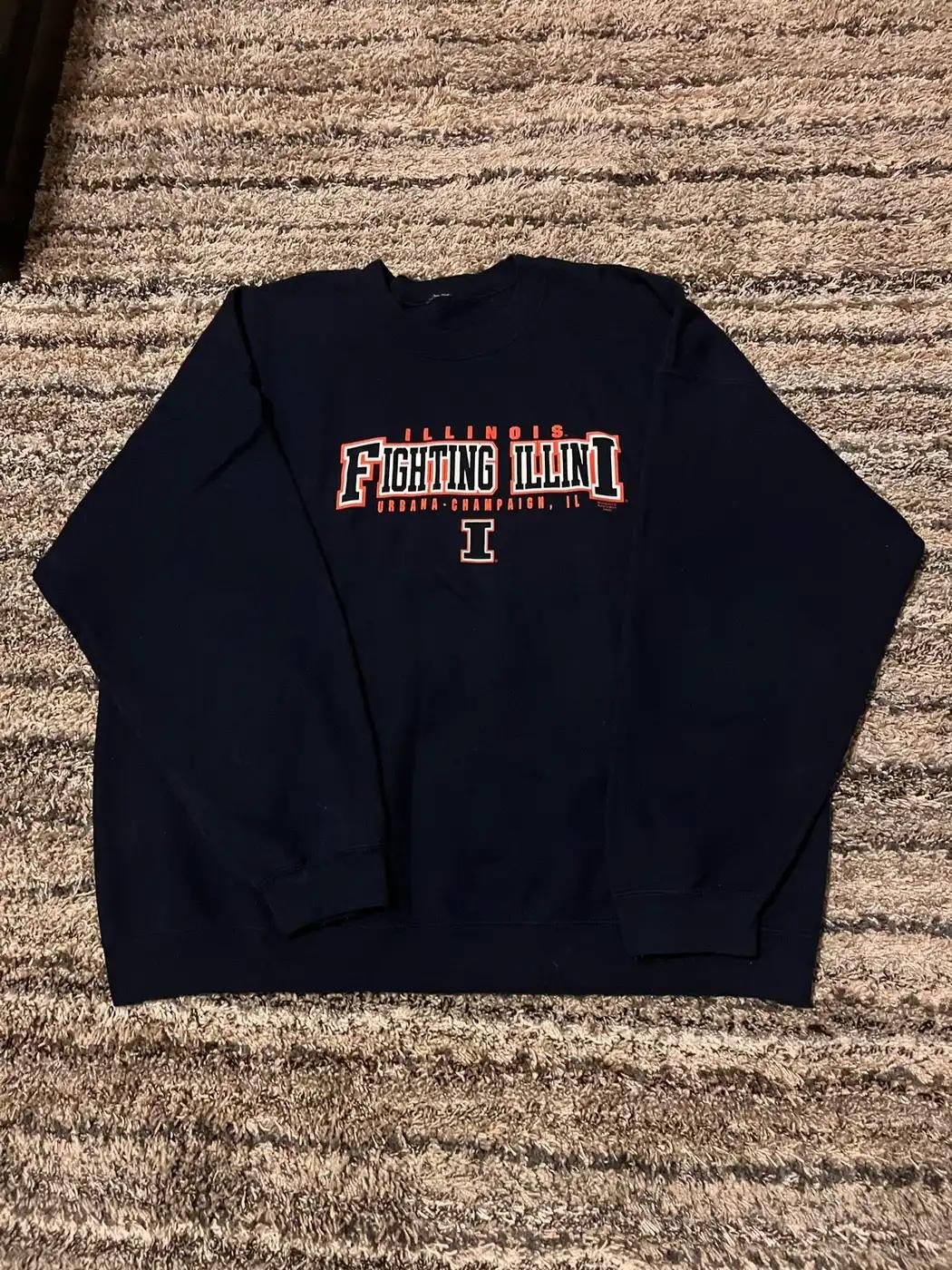 Vintage Style Illinois Fighting Illini Sweatshirt Hoodie Football Game Day T-Shirt Lover