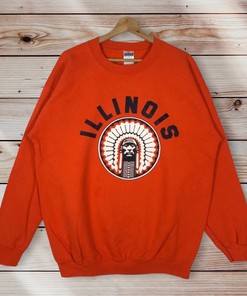 Vintage Style Illinois State University Crew Neck Sweatshirt, Illinois Fighting Illini Sweater Pullover