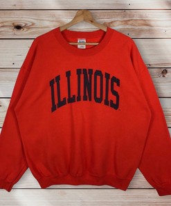 Vintage Style Illinois State University Crew Neck Sweatshirt Sweater Pullover, Hoodie