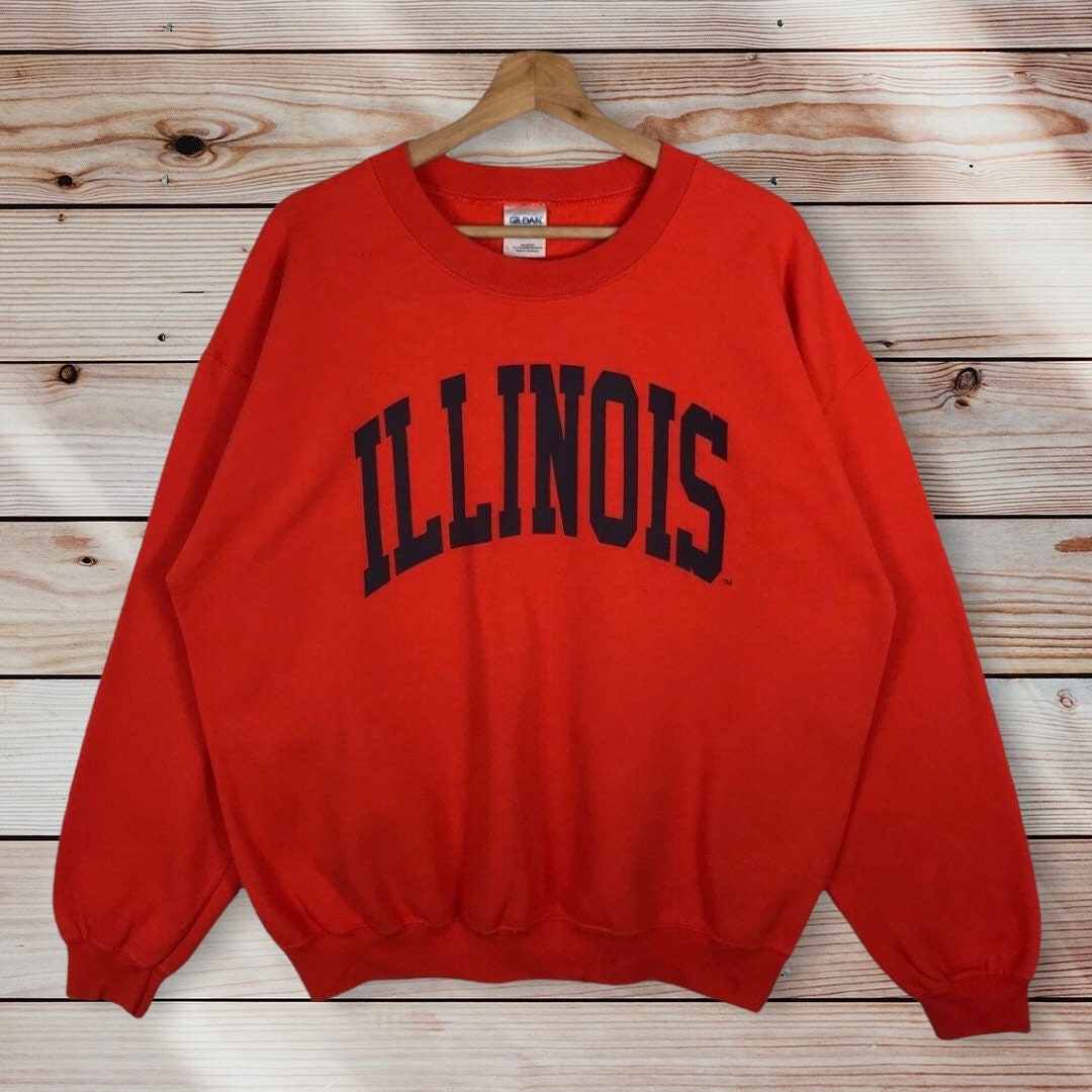 Vintage Style Illinois State University Crew Neck Sweatshirt Sweater Pullover, Hoodie