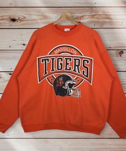 Vintage Style Massillon Tigers American Football Sweatshirt Printed Big Logo Sweater For Fans