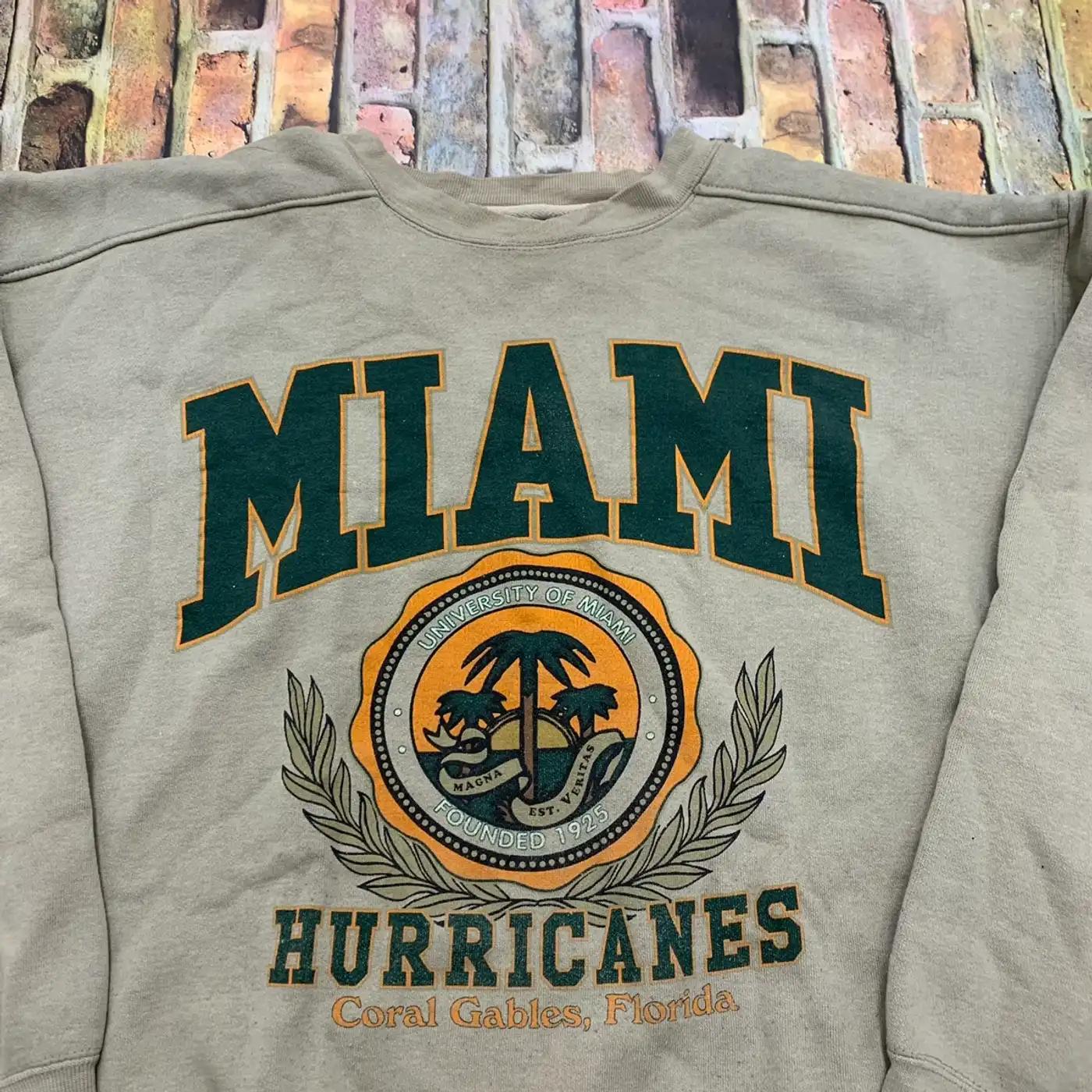 Vintage Style Miami Hurricanes T-Shirt Sweatshirt Hoodie Crewneck Pullover American Football Gifts Lover - Image 2