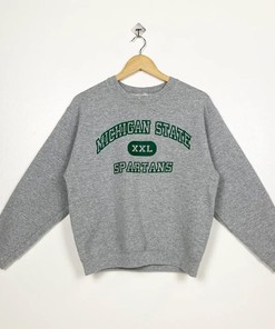 Vintage Style Michigan State University Spartans Sweatshirt Hoodie Football Game Day T-Shirt Lover
