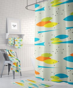 Vintage Style Mid Century Modern Shower Curtain - Sophisticated Bathroom Decor