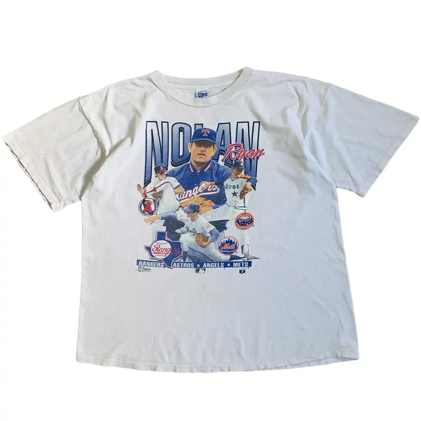 Vintage Style Mlb 90S Nolan Ryan Rangers Astros Angels Mets T-Shirt, Hoodie, And Sweatshirt Gift For Fans