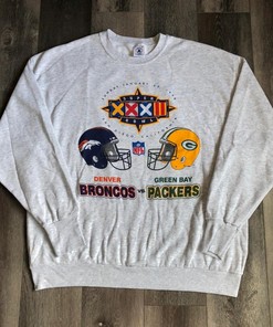Vintage Style NFL Broncos Packers Super Bowl 32 Champions Sweatshirt T-shirt Ideal Gift for NFL Fans