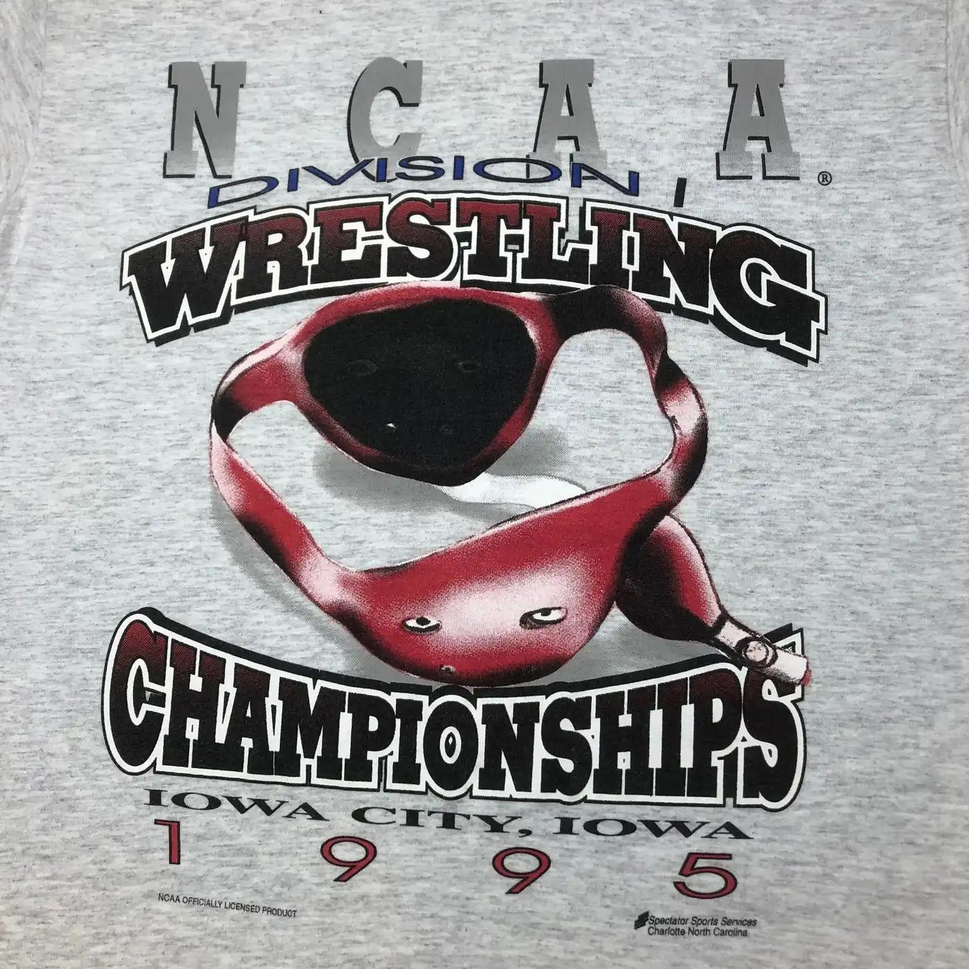 Vintage Style Ncaa Division 1 Wrestling Championships 1995 Iowa T-Shirt Sweatshirt Hoodie American Football Gifts Lover - Image 2