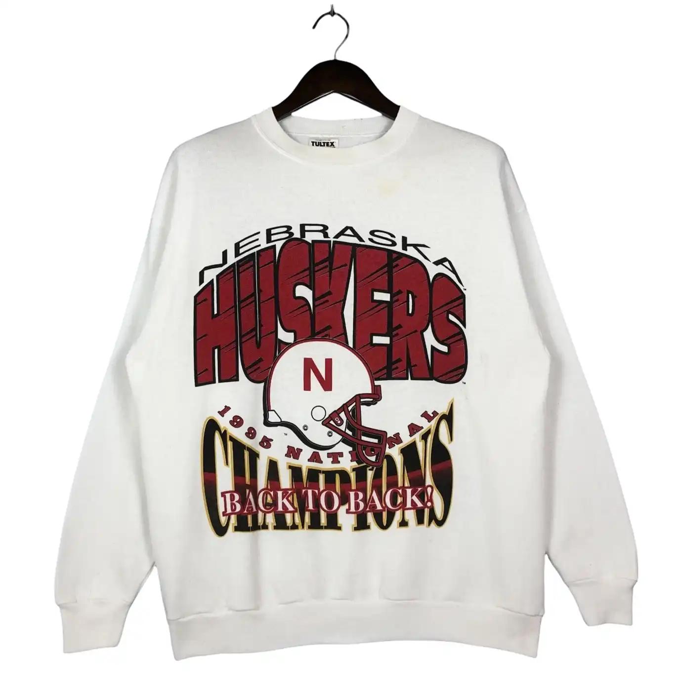 Vintage Style Nebraska Huskers 1995 National Champions T-Shirt Sweatshirt Hoodie American Football Gifts Lover