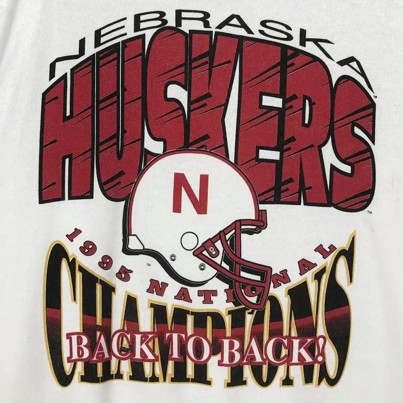 Vintage Style Nebraska Huskers 1995 National Champions T-Shirt Sweatshirt Hoodie American Football Gifts Lover - Image 2