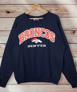 Vintage Style Nfl Denver Broncos Crew Neck Sweatshirt Mirror, Nfl Unisex Clothing