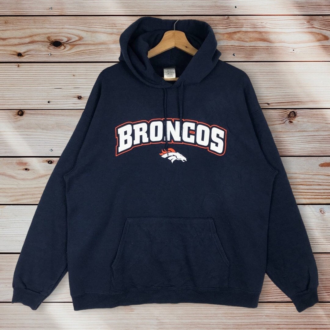 Vintage Style Nfl Denver Broncos Pullover Hoodie Printed Spell Out Logo Nfl Denver Broncos Sweater Pullover, Hoodie