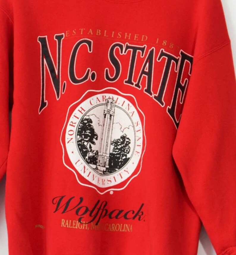Vintage Style North Carolina State University Wolfpack Sweatshirt, North Carolina Sweater - Image 2