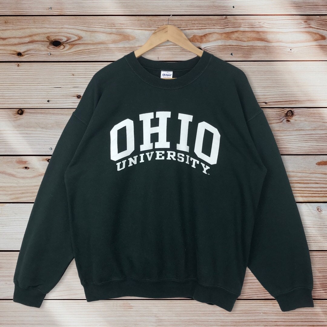 Vintage Style Ohio University Crewneck Sweatshirt Printed Spell Out Logo Ohio State University Sweater Pullover