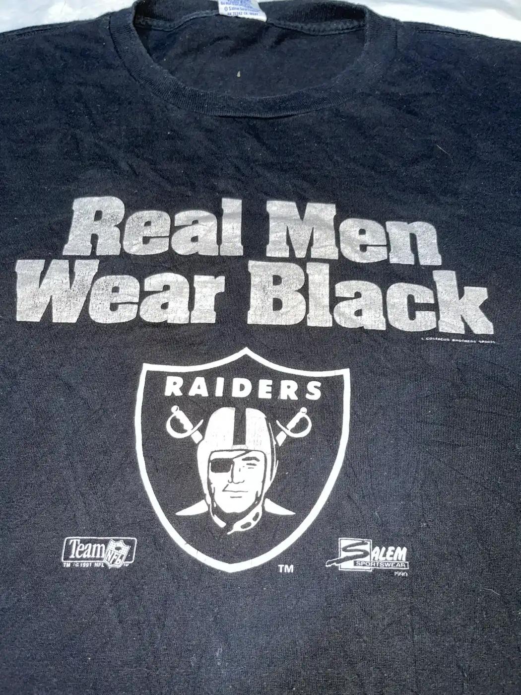 Vintage Style Raiders Real Man Wear Black Nfl T Shirt Hoodie Sweatshirt Gift For Fans - Image 2