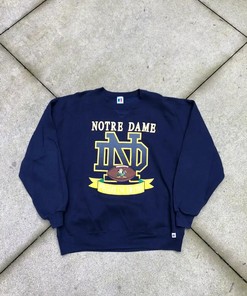 Vintage Style Russell Athletic Notre Dame University American Sweatshirt Gifts For Ncaa