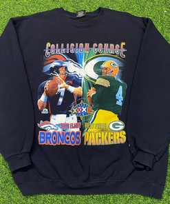 Vintage Style Starter Packers Vs Broncos Collision Course Sweatshirt T-shirt Ideal Gift for NFL Fans