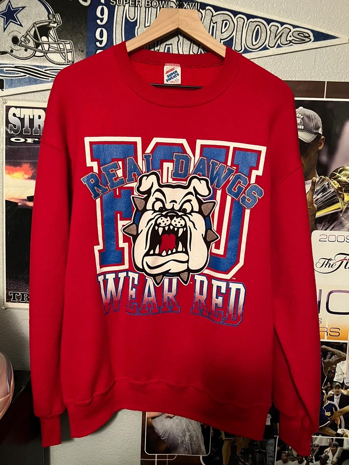 Vintage Style Style 90S Fresno State Bulldogs Crewneck Sweater L Hoodie Sweatshirt Crewneck Sweatshirt Gifts For Fans