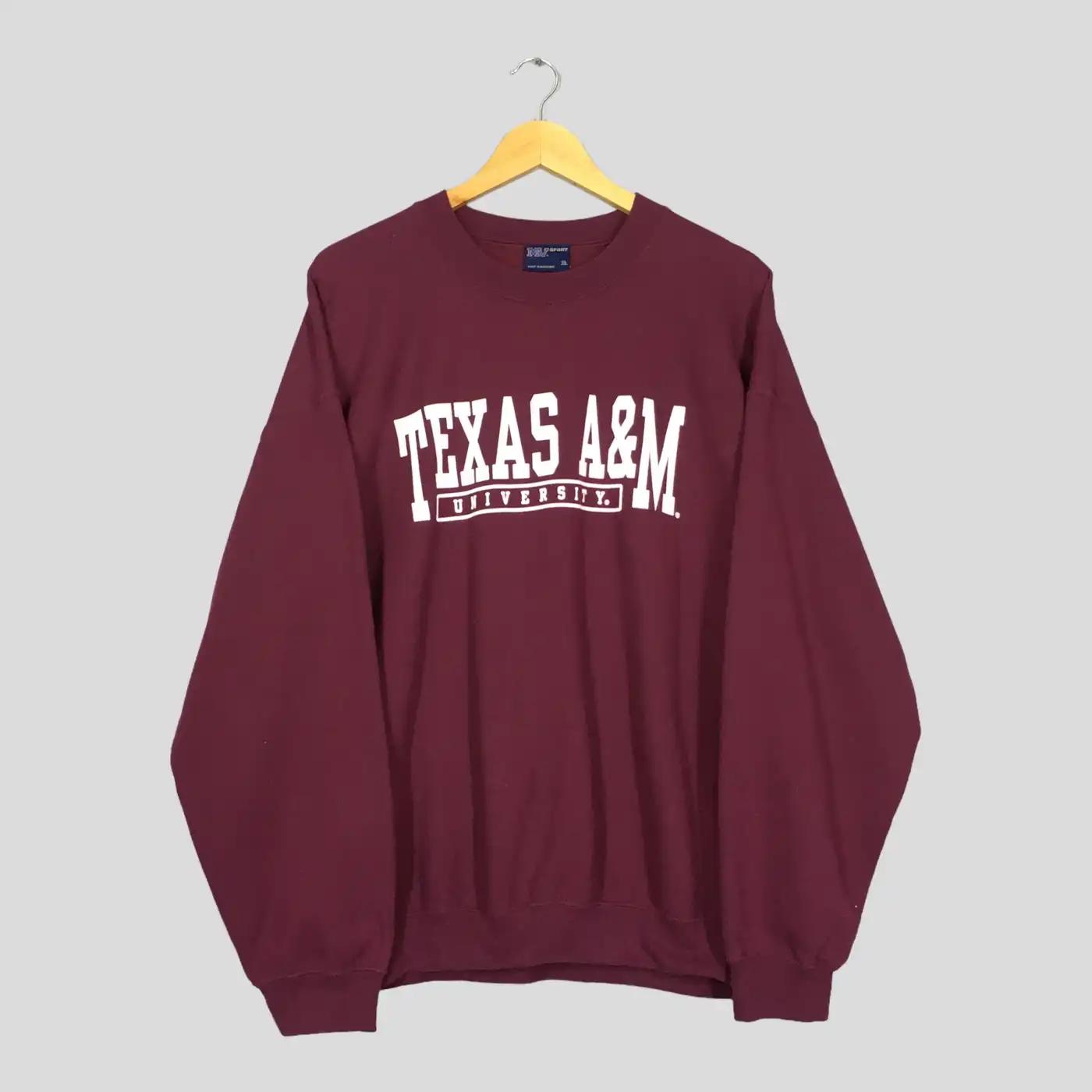 Vintage Style Texas A&M University Maroon University American Sweatshirt Gifts For Ncaa