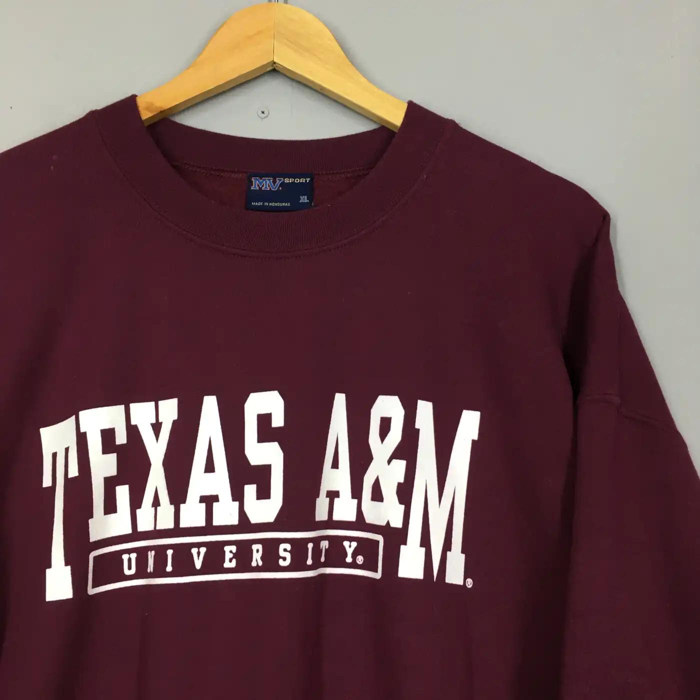 Vintage Style Texas A&M University Maroon University American Sweatshirt Gifts For Ncaa - Image 2