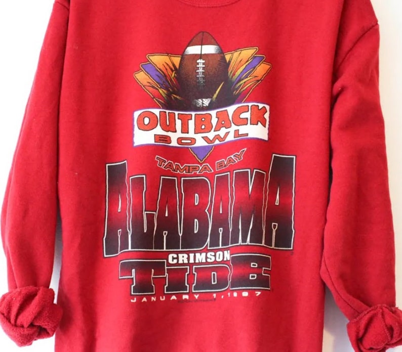 Vintage Style University Of Alabama Crimson Roll Tide Outback Bowl Sweatshirt, Alabama Sweater, Roll Tide Sweatshirt - Image 2