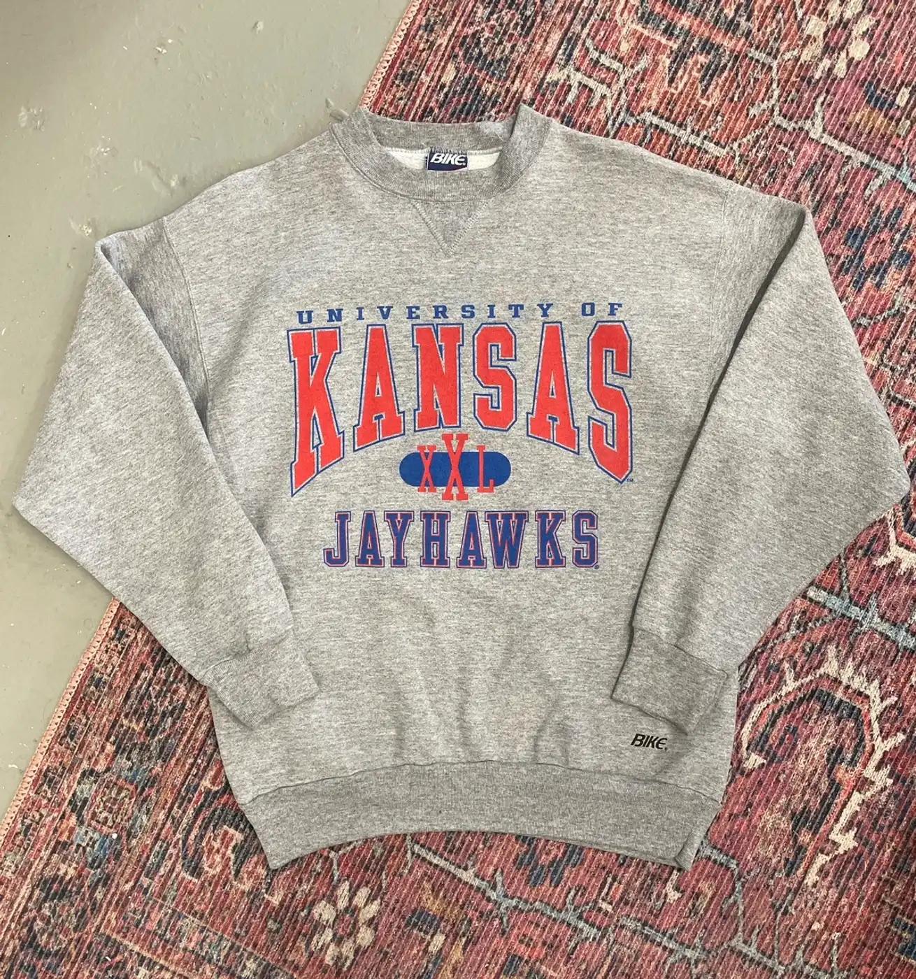 Vintage Style University Of Kansas Jayhawks T-Shirt Sweatshirt American Football Sweatshirt Sports Gifts