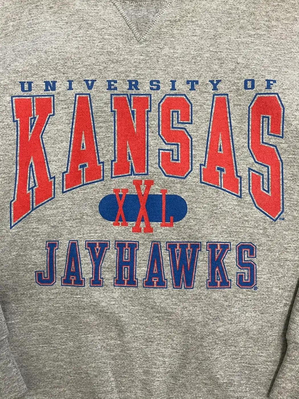 Vintage Style University Of Kansas Jayhawks T-Shirt Sweatshirt American Football Sweatshirt Sports Gifts - Image 2