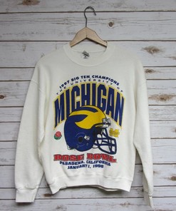 Vintage Style University Of Michigan Big Ten Champions Rose Bowl Wolverines Sweatshirt, Michigan Wolverines Sweater