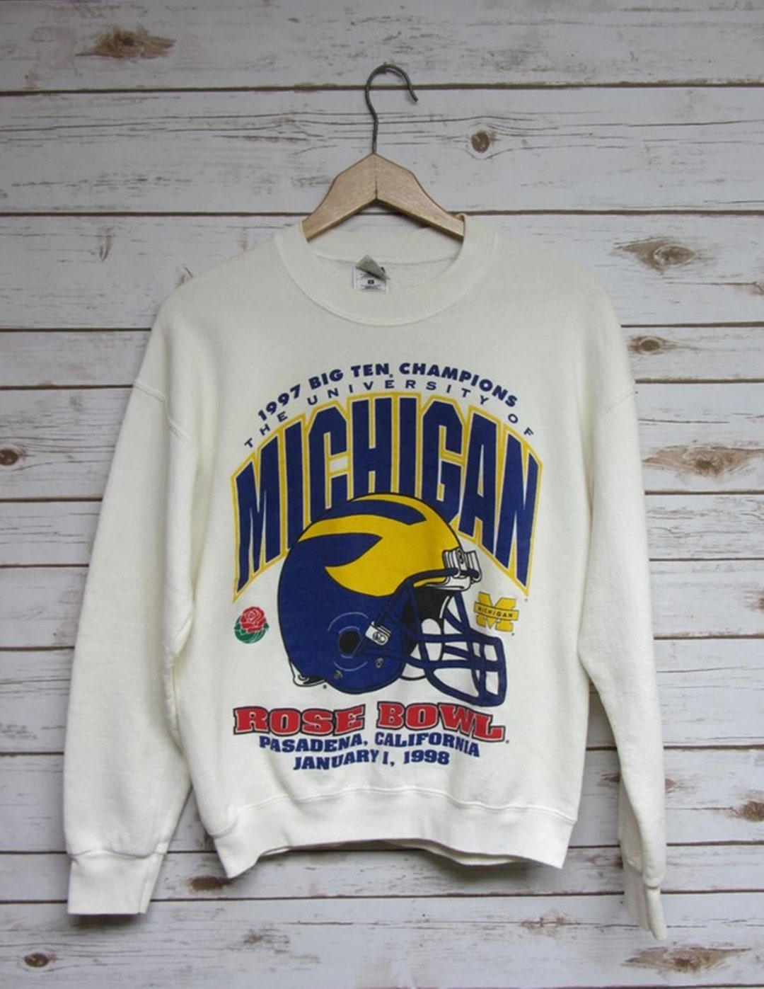 Vintage Style University Of Michigan Big Ten Champions Rose Bowl Wolverines Sweatshirt, Michigan Wolverines Sweater