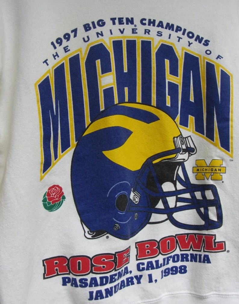 Vintage Style University Of Michigan Big Ten Champions Rose Bowl Wolverines Sweatshirt, Michigan Wolverines Sweater - Image 2