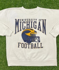 Vintage Style University Of Michigan Football Crewneck Sweatshirt, Michigan Wolverines Sweater, Vintage Style 90S Shirt